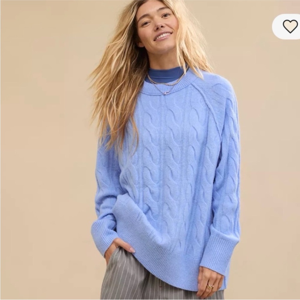 Aerie periwinkle Blue Cable Knit Sweater